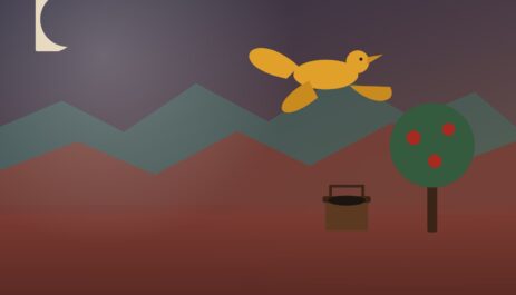 The Anka Bird - a Khorasan folk tale: a great bird in flight by night, a pomegranate tree and a well